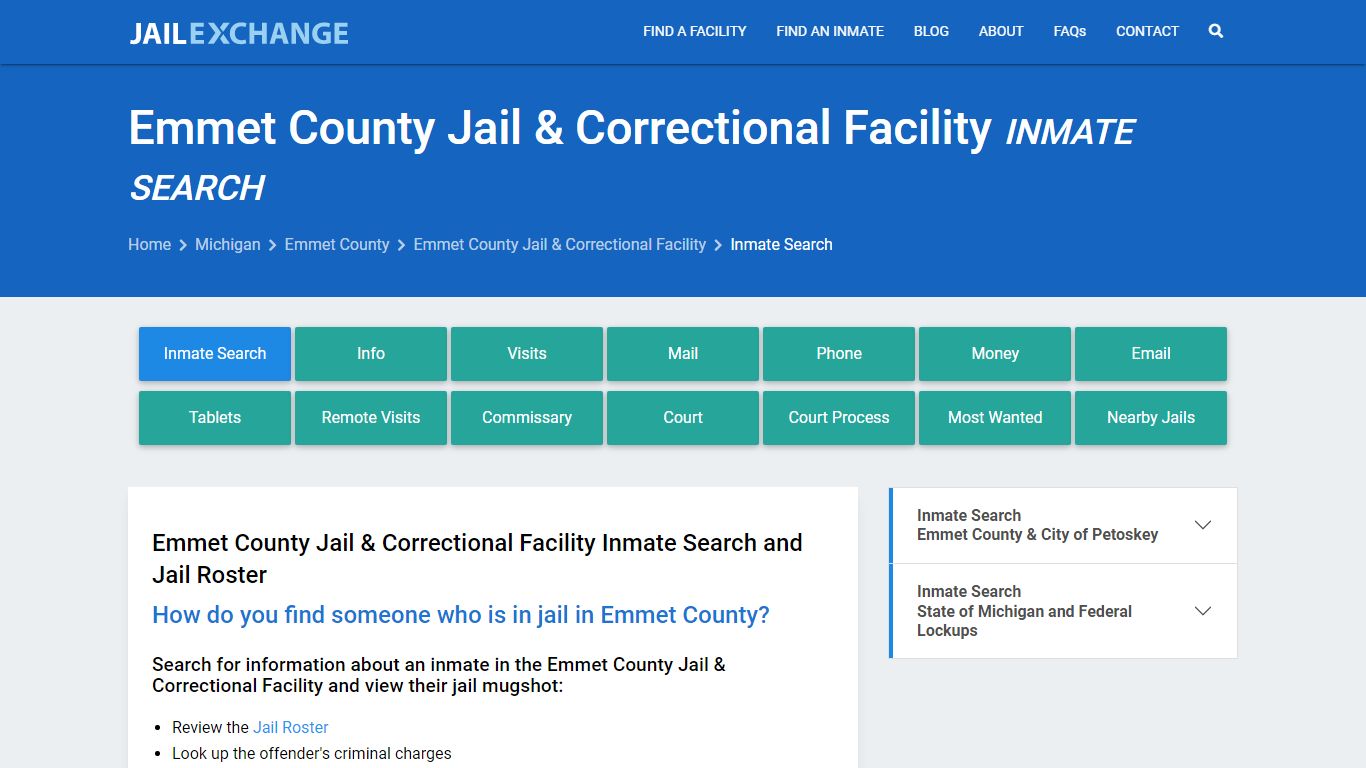 Emmet County Jail & Correctional Facility Inmate Search