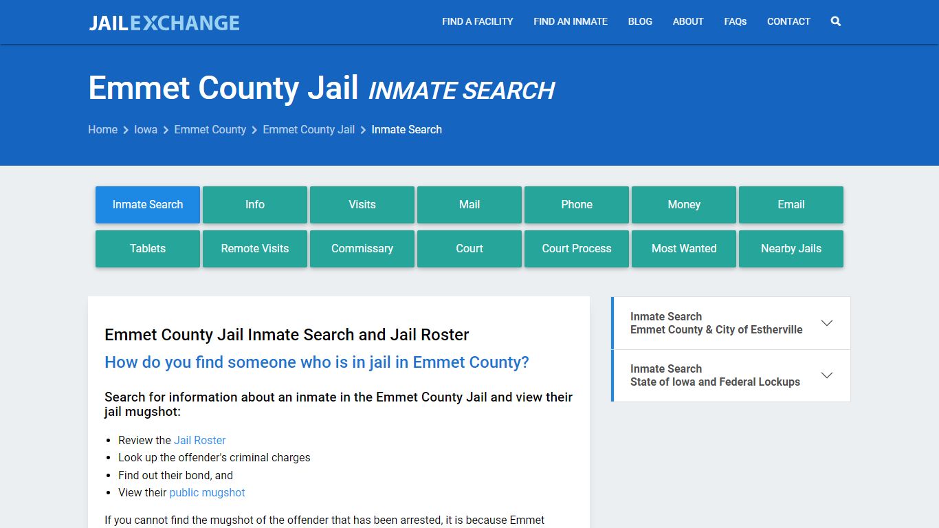 Inmate Search: Roster & Mugshots - Emmet County Jail, IA